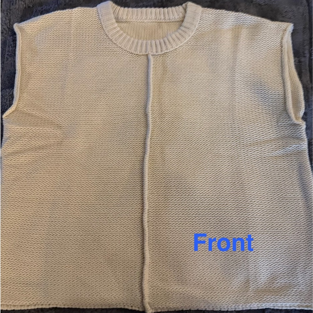 Cream Sleeveless Knit Sweater Vest
